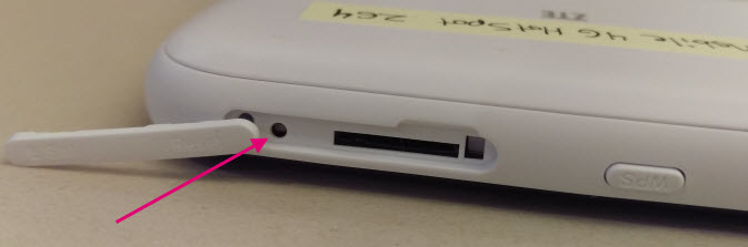 Reset hole on the T-Mobile 4G Hotspot Z64.